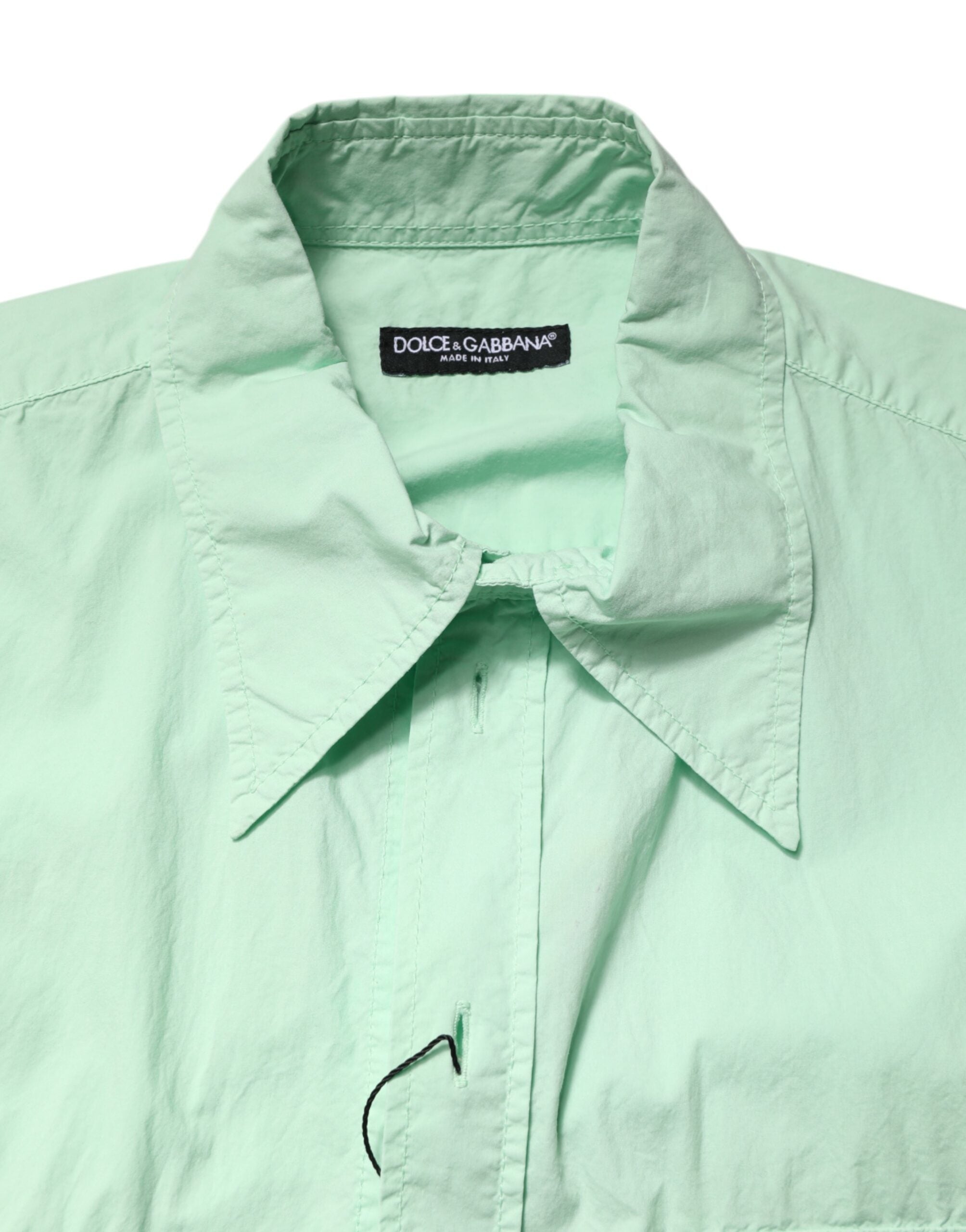 Dolce & Gabbana Green Cotton Short Sleeve Men Casual Shirt